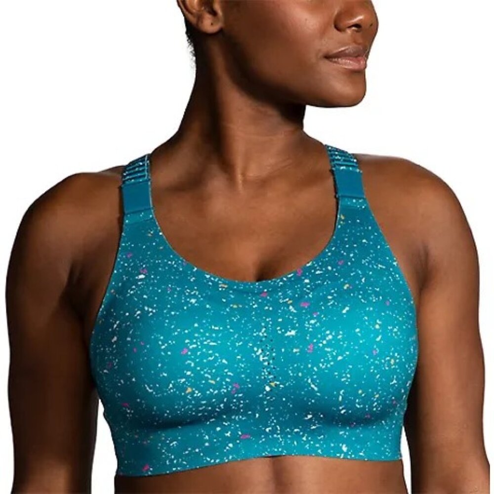 Brooks Dare Racerback Sports Bra 2.0  Lagoon Speckle Print High Impact Active